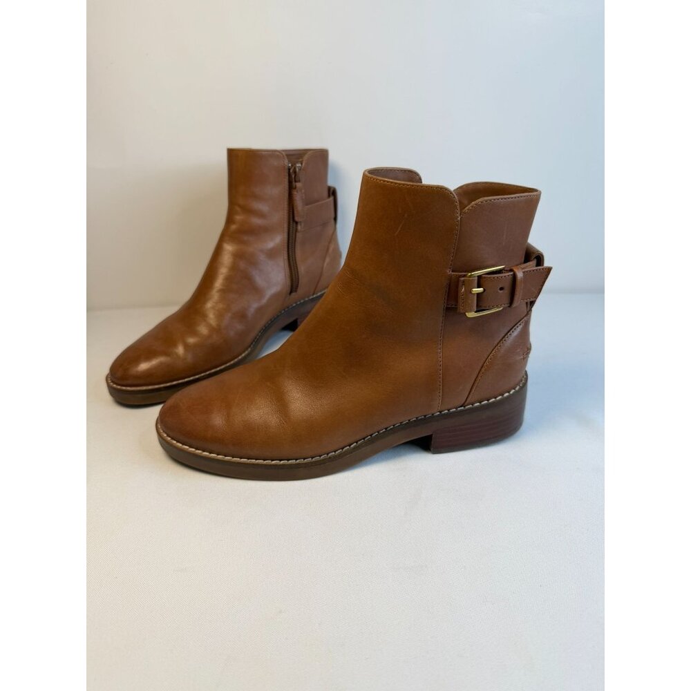 Cole Haan Hampshire Booties Women's Size 6.5B British Tan Leather Buckle Shoes